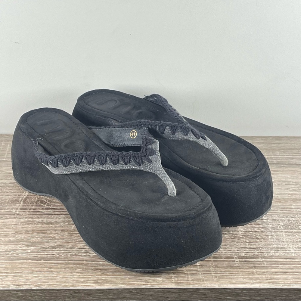 Y2K Anthropologie Platform Flip Flops Wedge Thong Sandals - Size 10